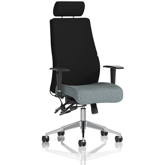 Onyx Ergo Black Back Posture Chair With Headrest, Height Adjustable Arms, Rivet Tensile Easy2Order : KCUP4040