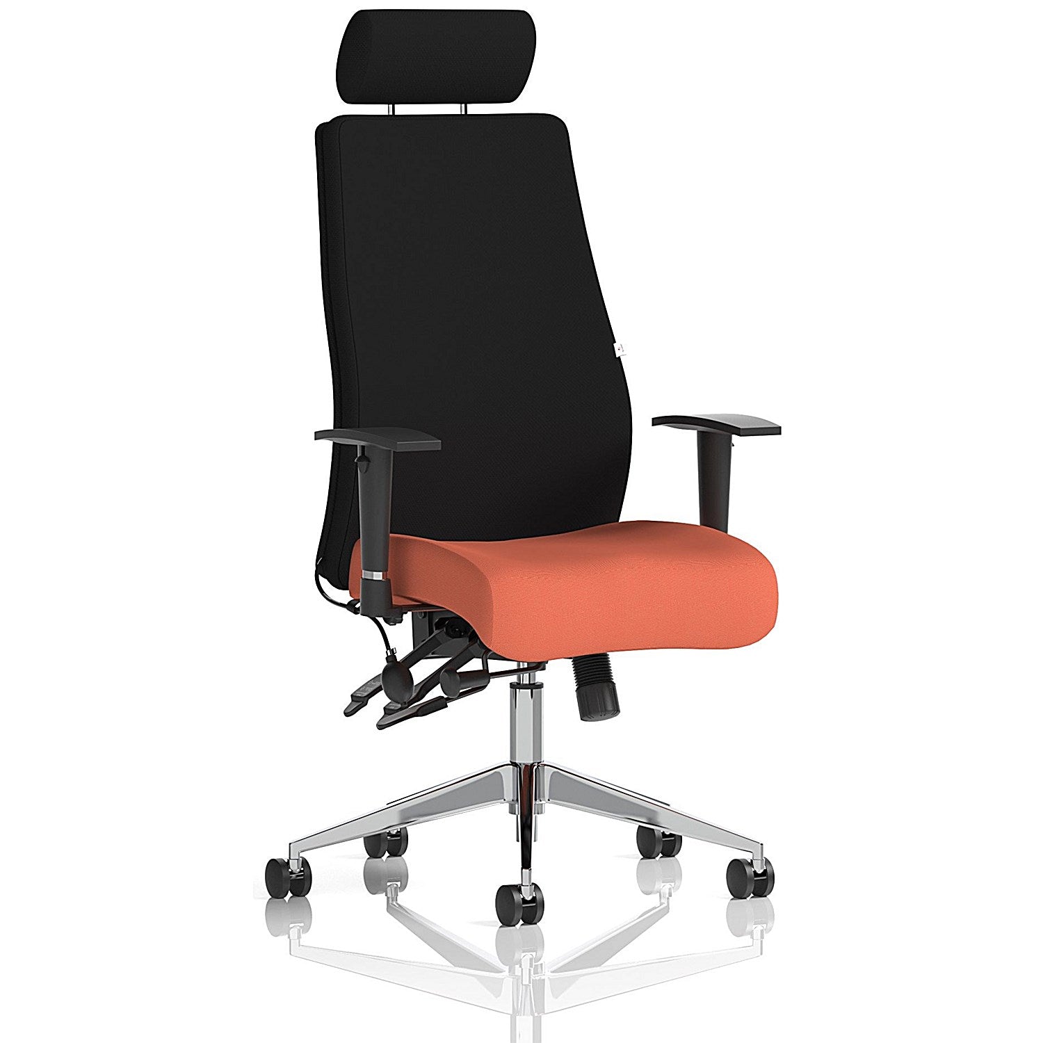 Onyx Ergo Black Back Posture Chair With Headrest, Height Adjustable Arms, Quest Crab Easy2Order : KCUP4041