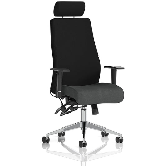 Onyx Ergo Black Back Posture Chair With Headrest, Height Adjustable Arms, Quest Mussel Easy2Order : KCUP4044