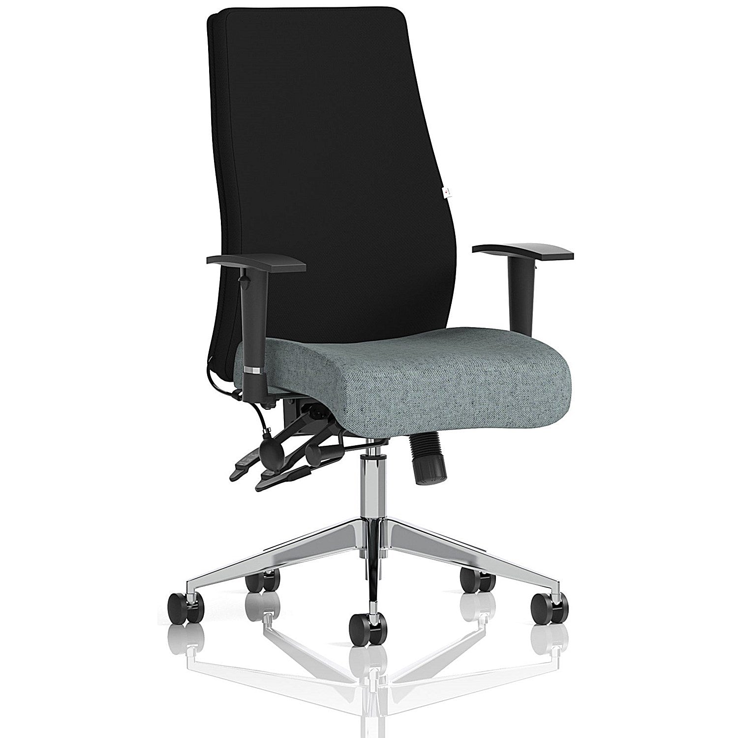 Onyx Ergo Black Back Posture Chair, Height Adjustable Arms, Rivet Tensile Easy2Order : KCUP4064