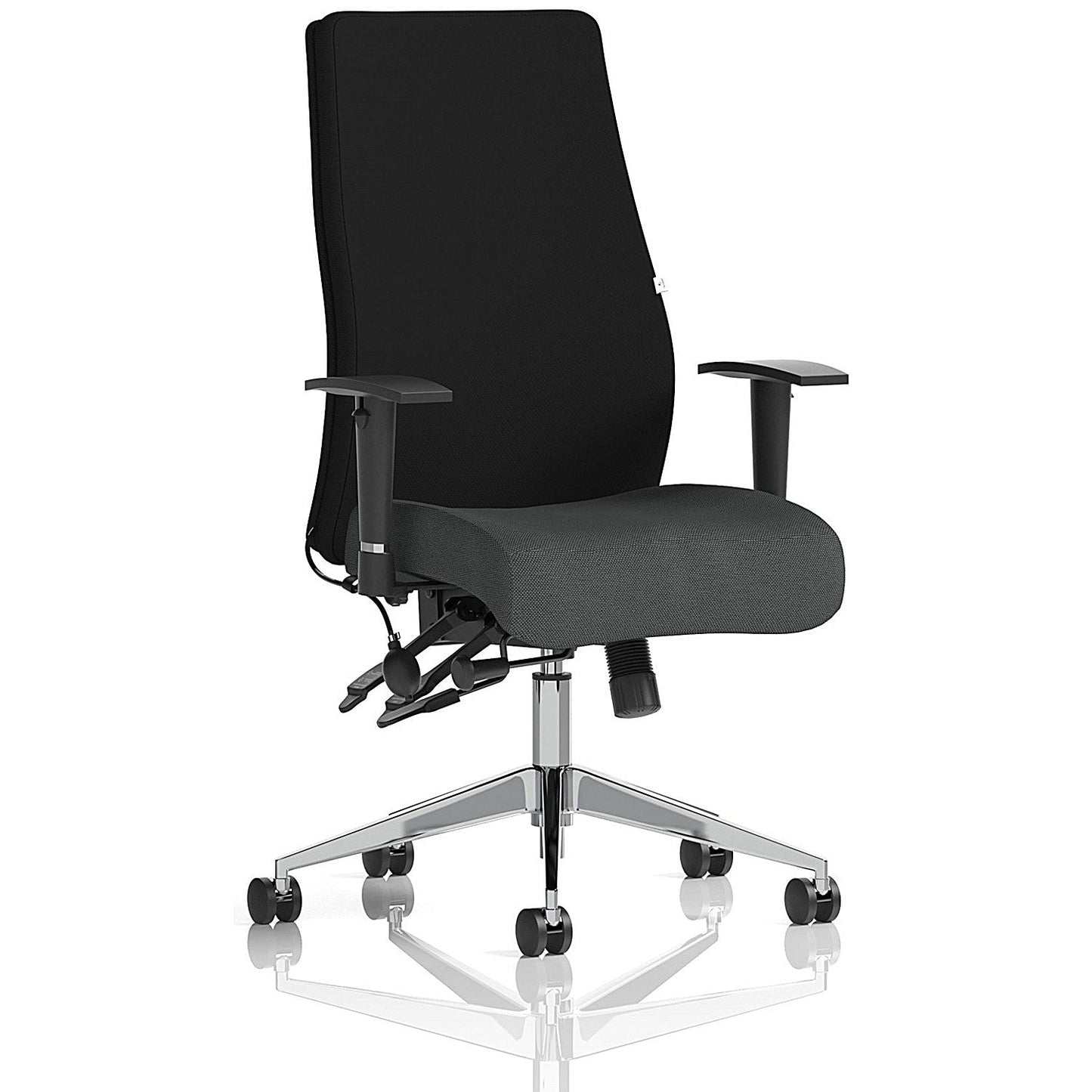 Onyx Ergo Black Back Posture Chair, Height Adjustable Arms, Quest Mussel Easy2Order : KCUP4068