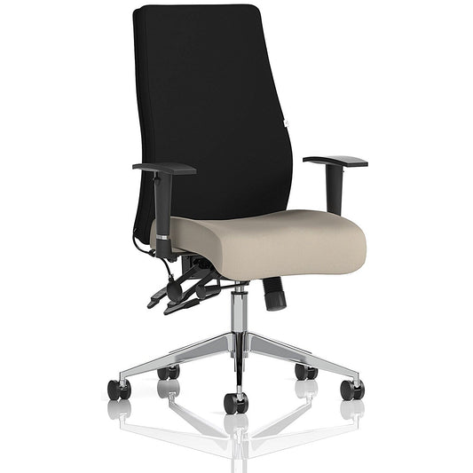 Onyx Ergo Black Back Posture Chair, Height Adjustable Arms, Quest Salt Easy2Order : KCUP4069