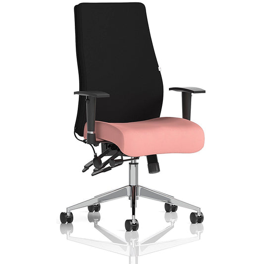 Onyx Ergo Black Back Posture Chair, Height Adjustable Arms, Quest Shrimp Easy2Order : KCUP4071