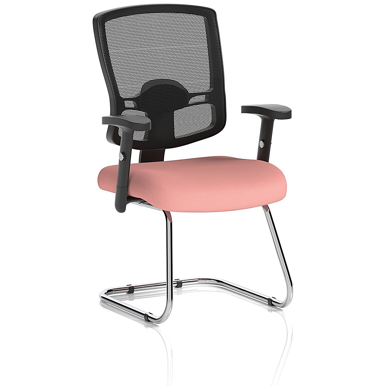 Portland Cantilever Mesh Back Visitor Chair, Height Adjustable Arms, Quest Shrimp Easy2Order : KCUP4095
