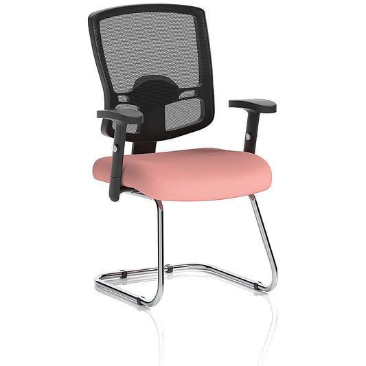 Portland Cantilever Mesh Back Visitor Chair, Height Adjustable Arms, Quest Shrimp Easy2Order : KCUP4095