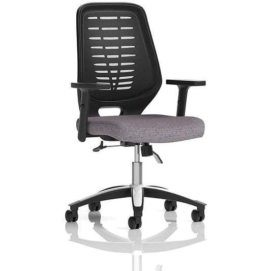 Relay Black Mesh Back Task Operator Chair, Height Adjustable Arms, Rivet Fuse Easy2Order : KCUP4170