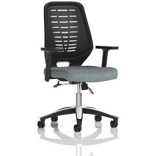 Relay Black Mesh Back Task Operator Chair, Height Adjustable Arms, Rivet Tensile Easy2Order : KCUP4172