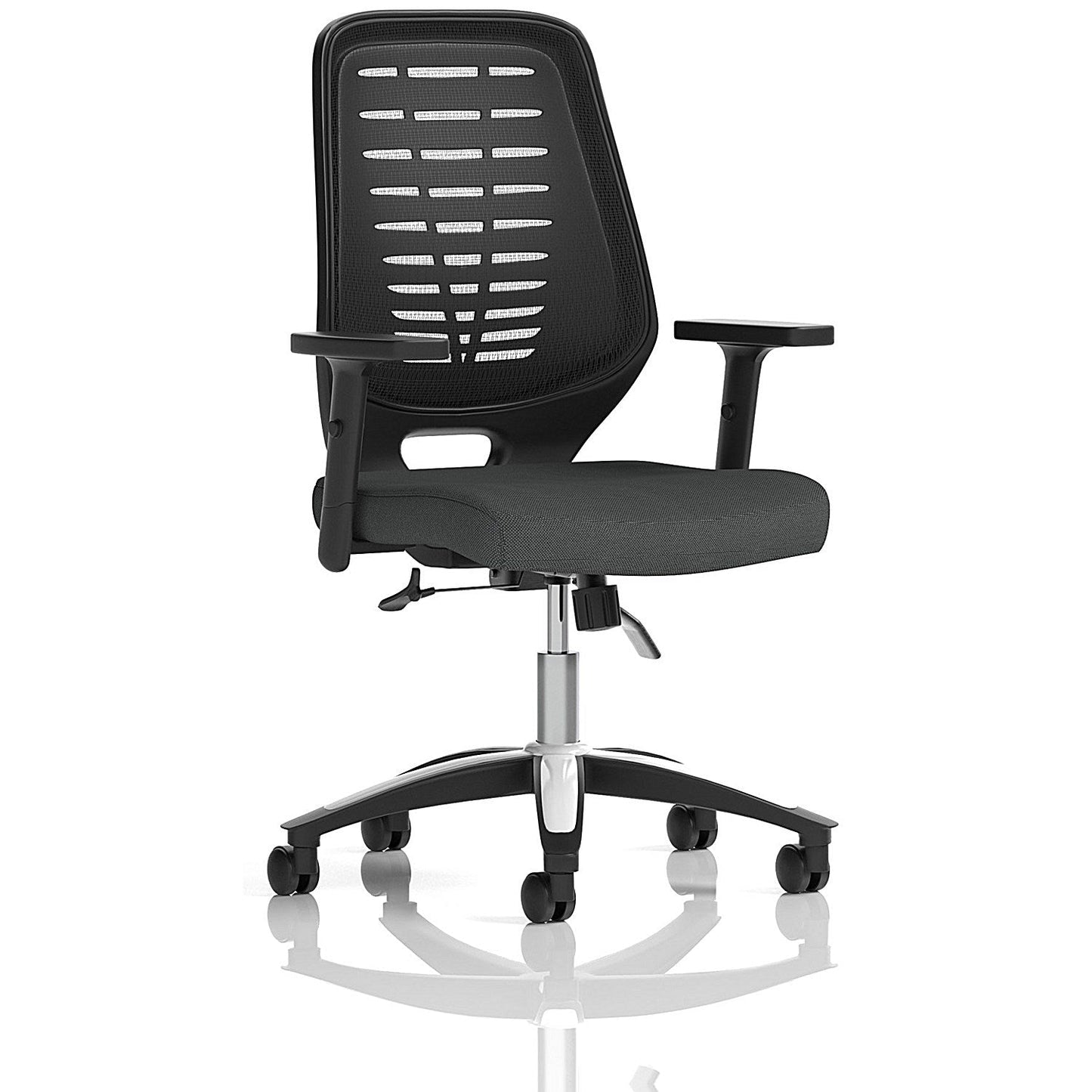Relay Black Mesh Back Task Operator Chair, Height Adjustable Arms, Quest Mussel Easy2Order : KCUP4176