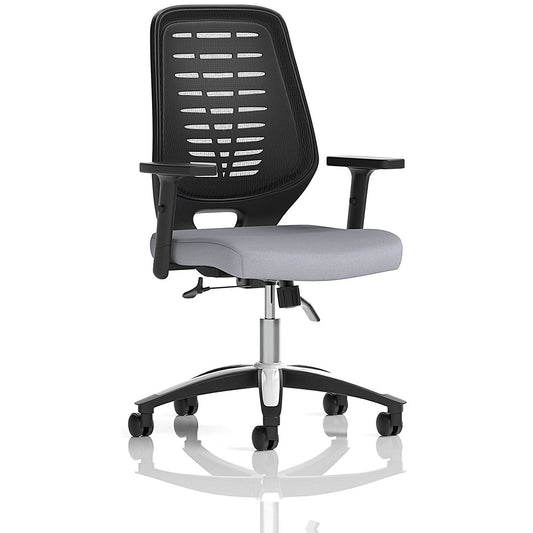 Relay Black Mesh Back Task Operator Chair, Height Adjustable Arms, Quest Shell Easy2Order : KCUP4178