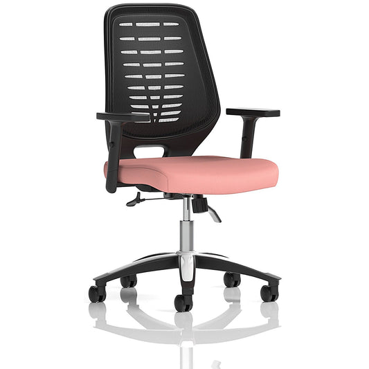 Relay Black Mesh Back Task Operator Chair, Height Adjustable Arms, Quest Shrimp Easy2Order : KCUP4179