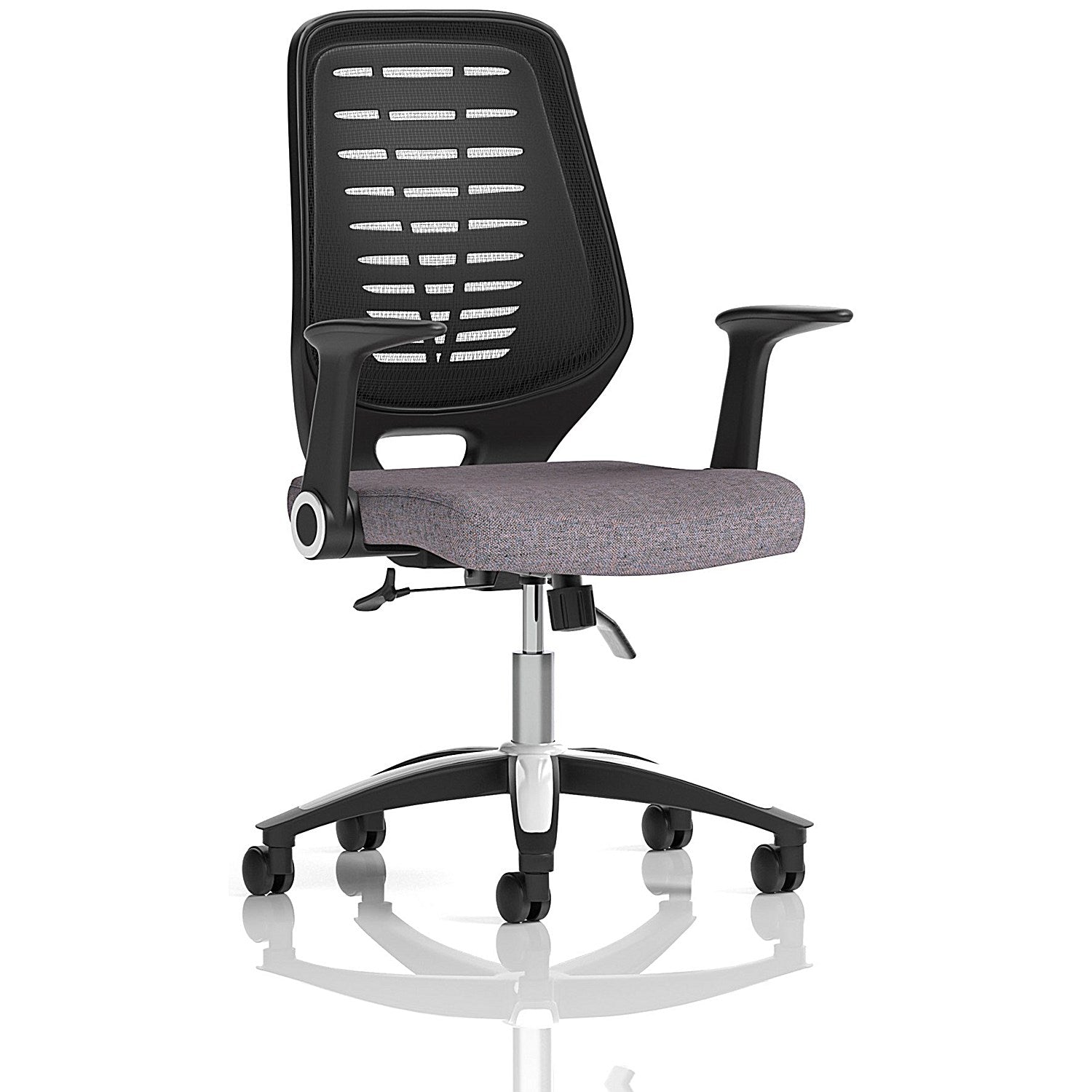 Relay Black Mesh Back Task Operator Chair, Folding Arms, Rivet Fuse Easy2Order : KCUP4182