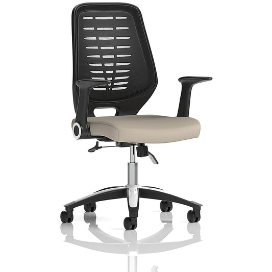 Relay Black Mesh Back Task Operator Chair, Folding Arms, Quest Salt Easy2Order : KCUP4189