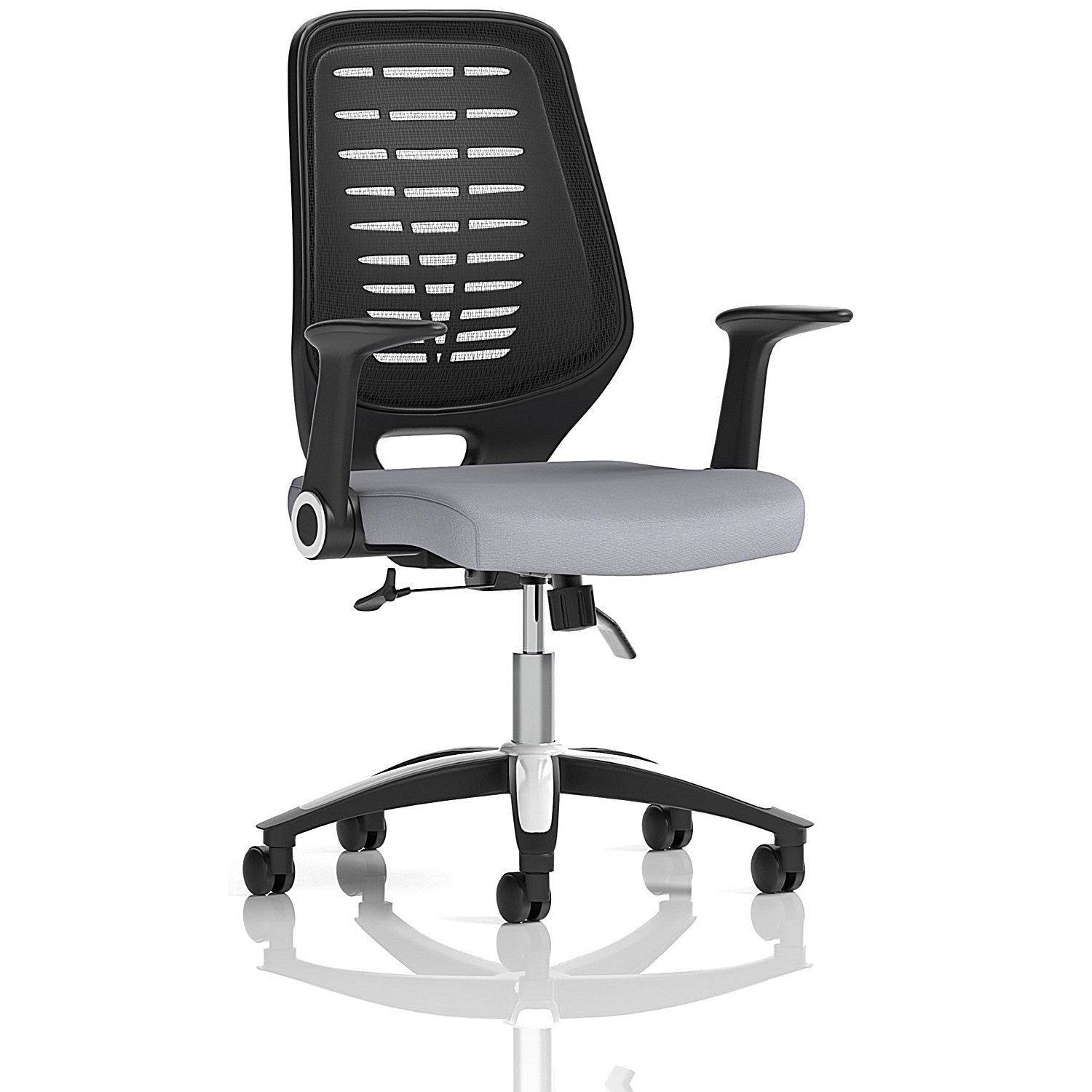 Relay Black Mesh Back Task Operator Chair, Folding Arms, Quest Shell Easy2Order : KCUP4190