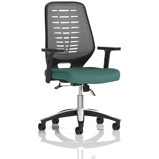 Relay Silver Mesh Back Task Operator Chair, Height Adjustable Arms, Quest Kelp Easy2Order : KCUP4198