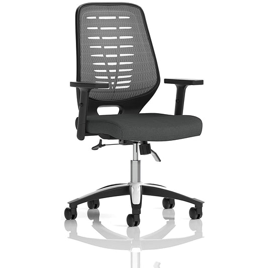 Relay Silver Mesh Back Task Operator Chair, Height Adjustable Arms, Quest Mussel Easy2Order : KCUP4200