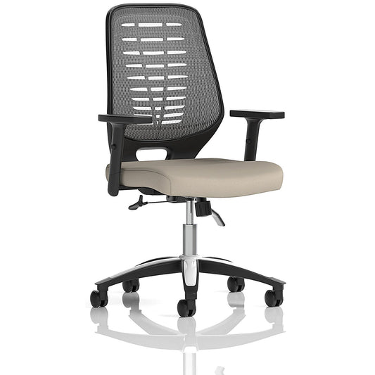 Relay Silver Mesh Back Task Operator Chair, Height Adjustable Arms, Quest Salt Easy2Order : KCUP4201