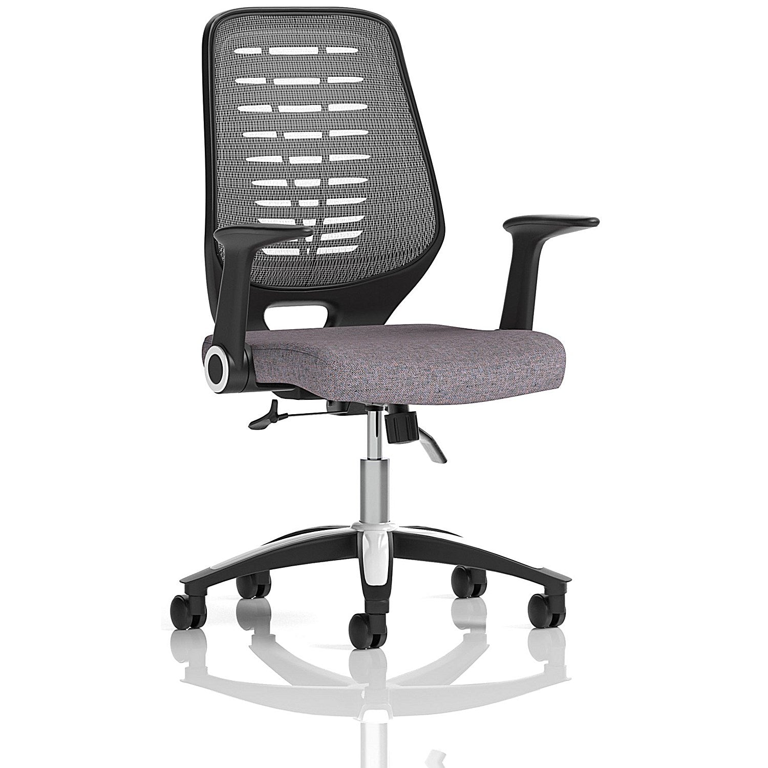 Relay Silver Mesh Back Task Operator Chair, Folding Arms, Rivet Fuse Easy2Order : KCUP4206