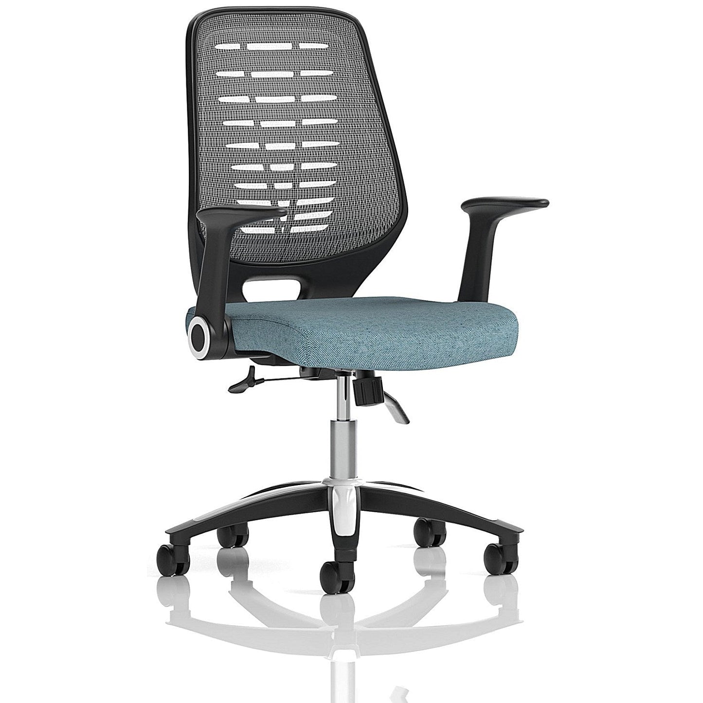 Relay Silver Mesh Back Task Operator Chair, Folding Arms, Rivet Quench Easy2Order : KCUP4207
