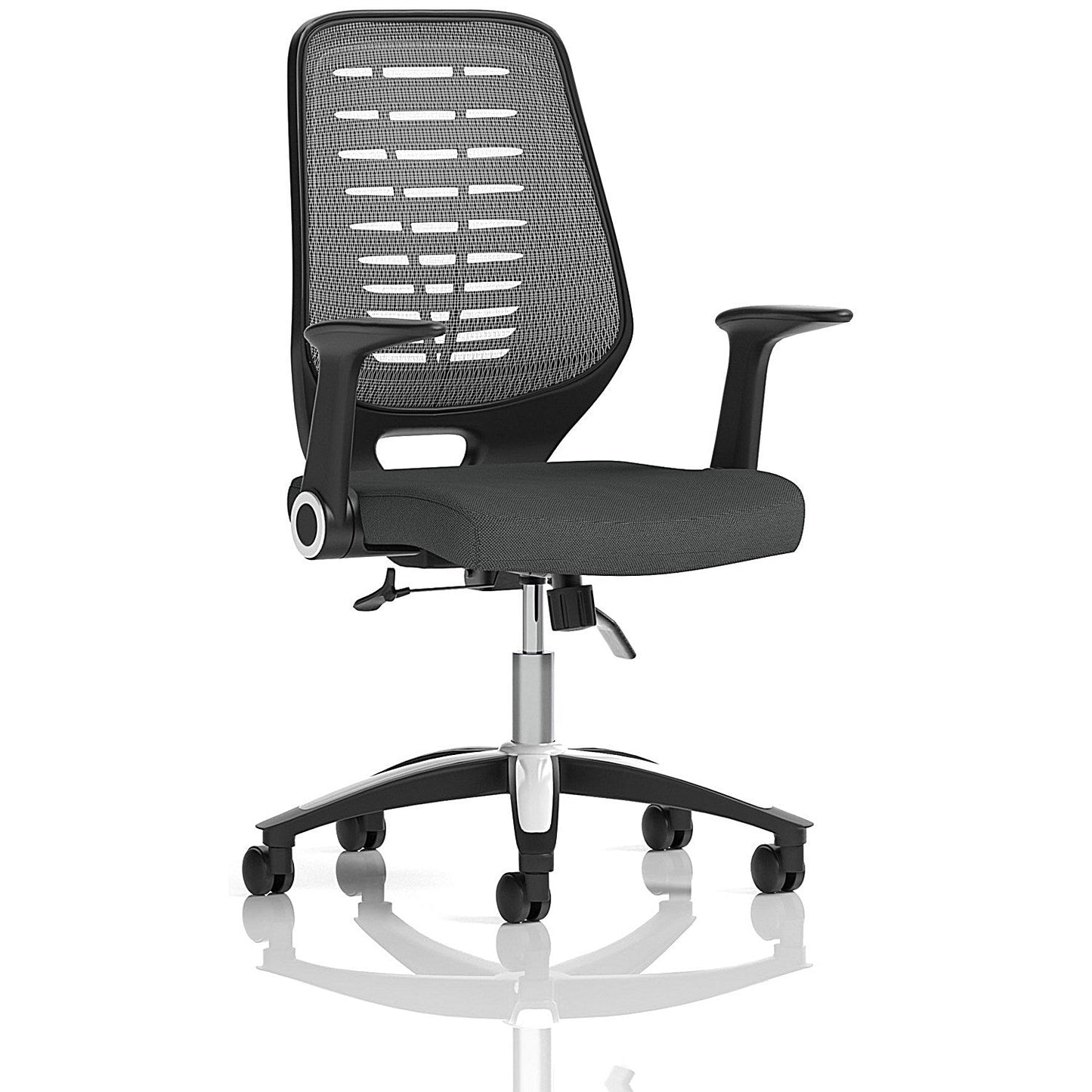 Relay Silver Mesh Back Task Operator Chair, Folding Arms, Quest Mussel Easy2Order : KCUP4212