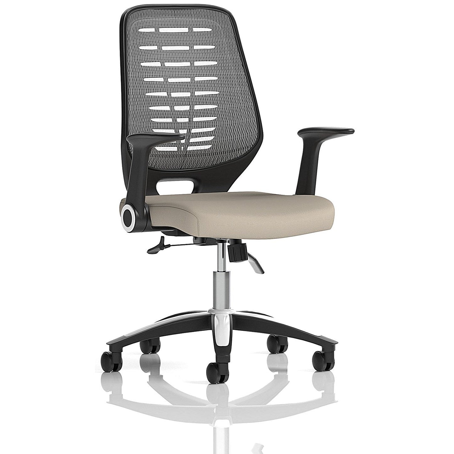 Relay Silver Mesh Back Task Operator Chair, Folding Arms, Quest Salt Easy2Order : KCUP4213