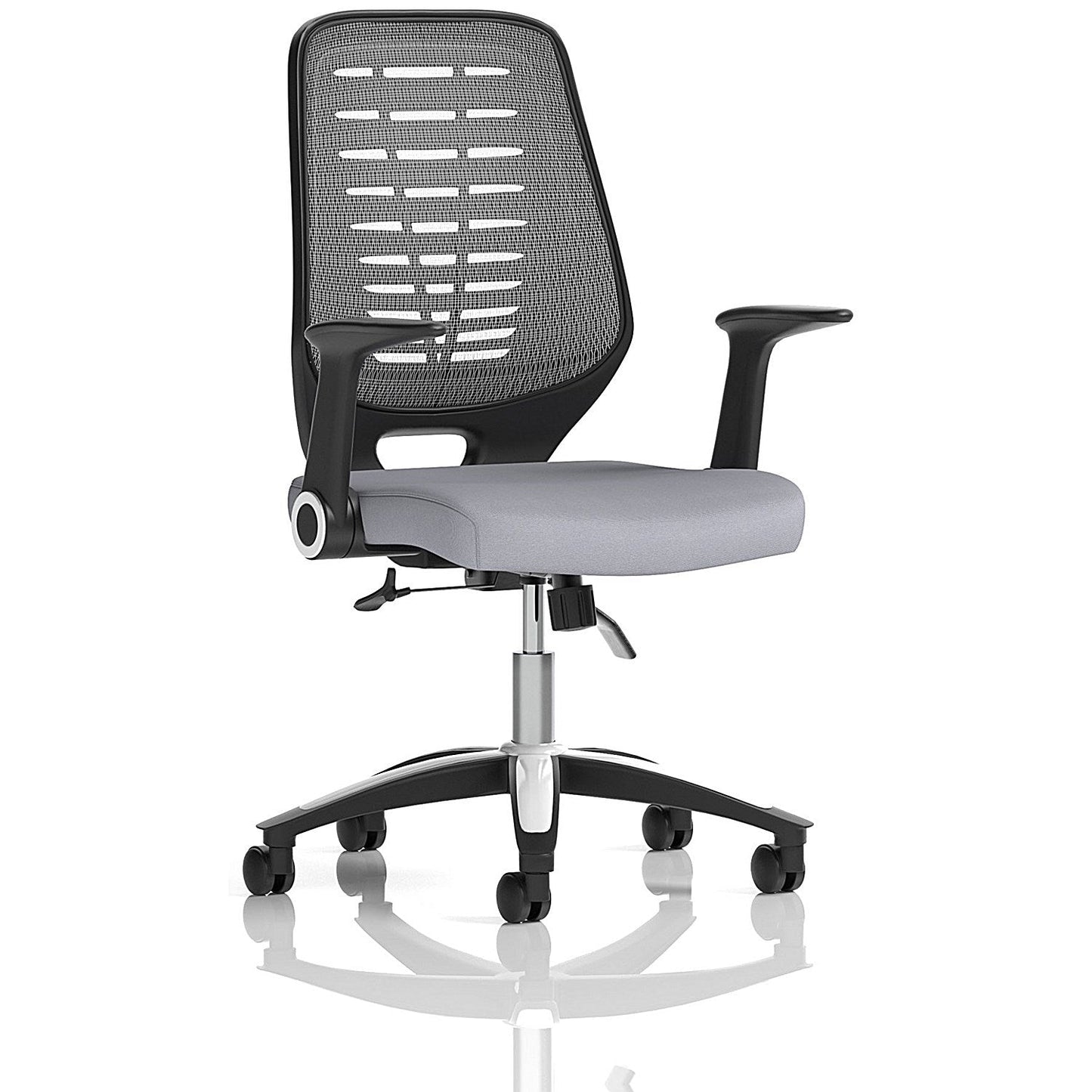 Relay Silver Mesh Back Task Operator Chair, Folding Arms, Quest Shell Easy2Order : KCUP4214