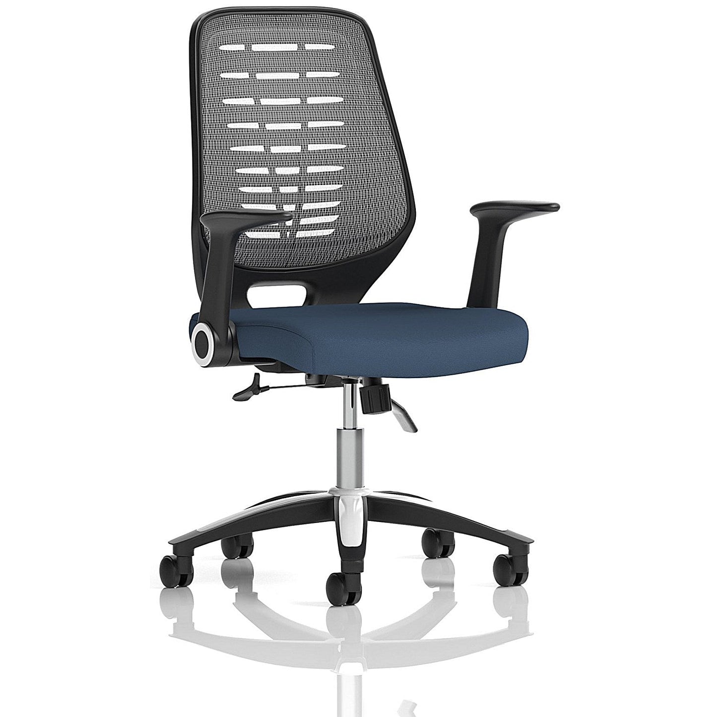 Relay Silver Mesh Back Task Operator Chair, Folding Arms, Quest Whelk Easy2Order : KCUP4216