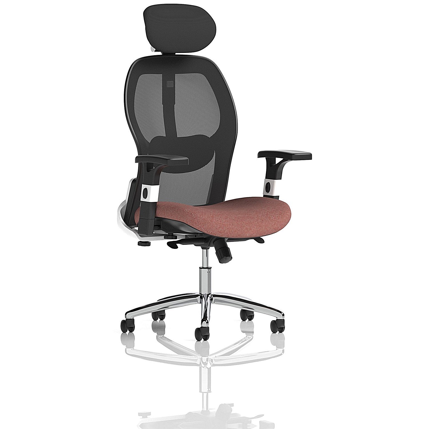 Sanderson II Mesh Back Chair With Headrest, Height Adjustable Arms, Rivet Forge Easy2Order : KCUP4217