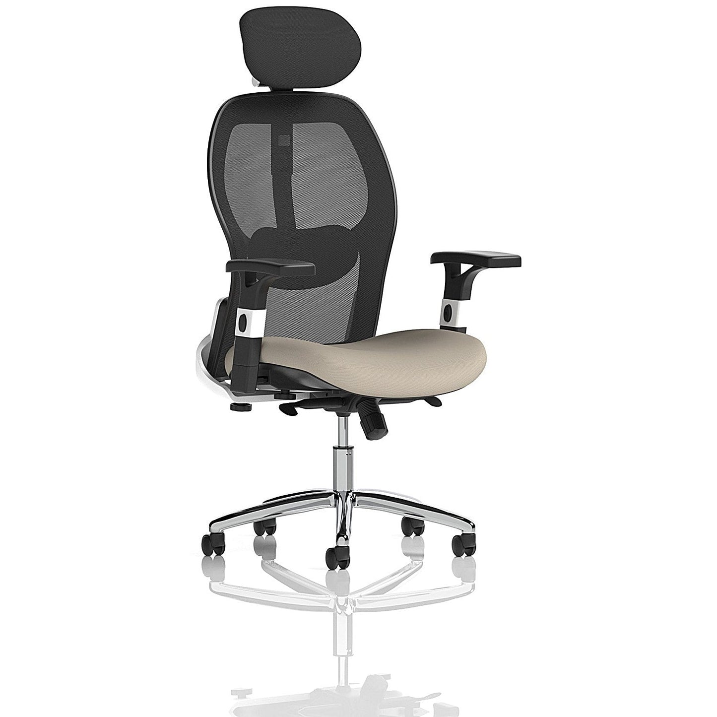 Sanderson II Mesh Back Chair With Headrest, Height Adjustable Arms, Quest Salt Easy2Order : KCUP4225