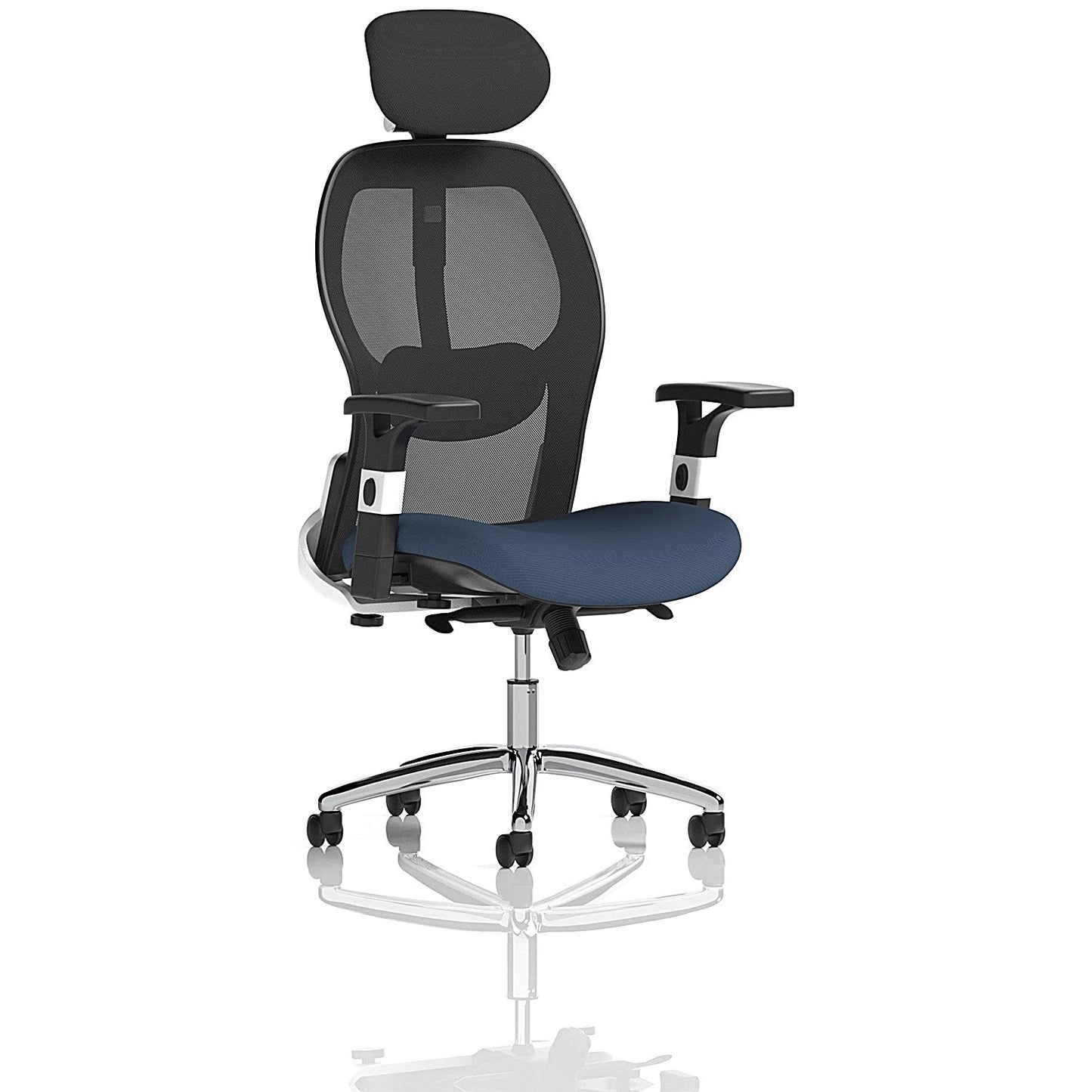 Sanderson II Mesh Back Chair With Headrest, Height Adjustable Arms, Quest Whelk Easy2Order : KCUP4228
