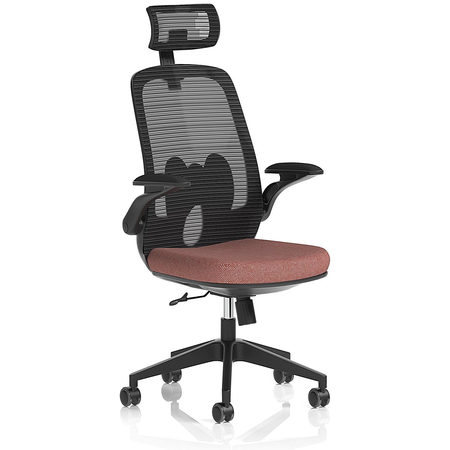 Sigma Executive Mesh Back Chair With Headrest, Folding Arms, Rivet Forge Easy2Order : KCUP4229