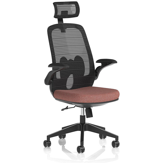 Sigma Executive Mesh Back Chair With Headrest, Folding Arms, Rivet Forge Easy2Order : KCUP4229