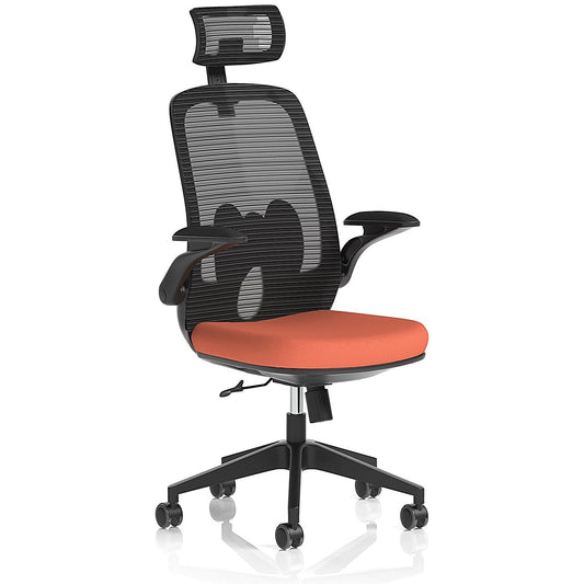 Sigma Executive Mesh Back Chair With Headrest, Folding Arms, Quest Crab Easy2Order : KCUP4233