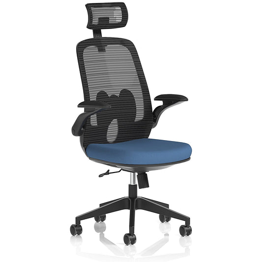 Sigma Executive Mesh Back Chair With Headrest, Folding Arms, Quest Limpet Easy2Order : KCUP4235
