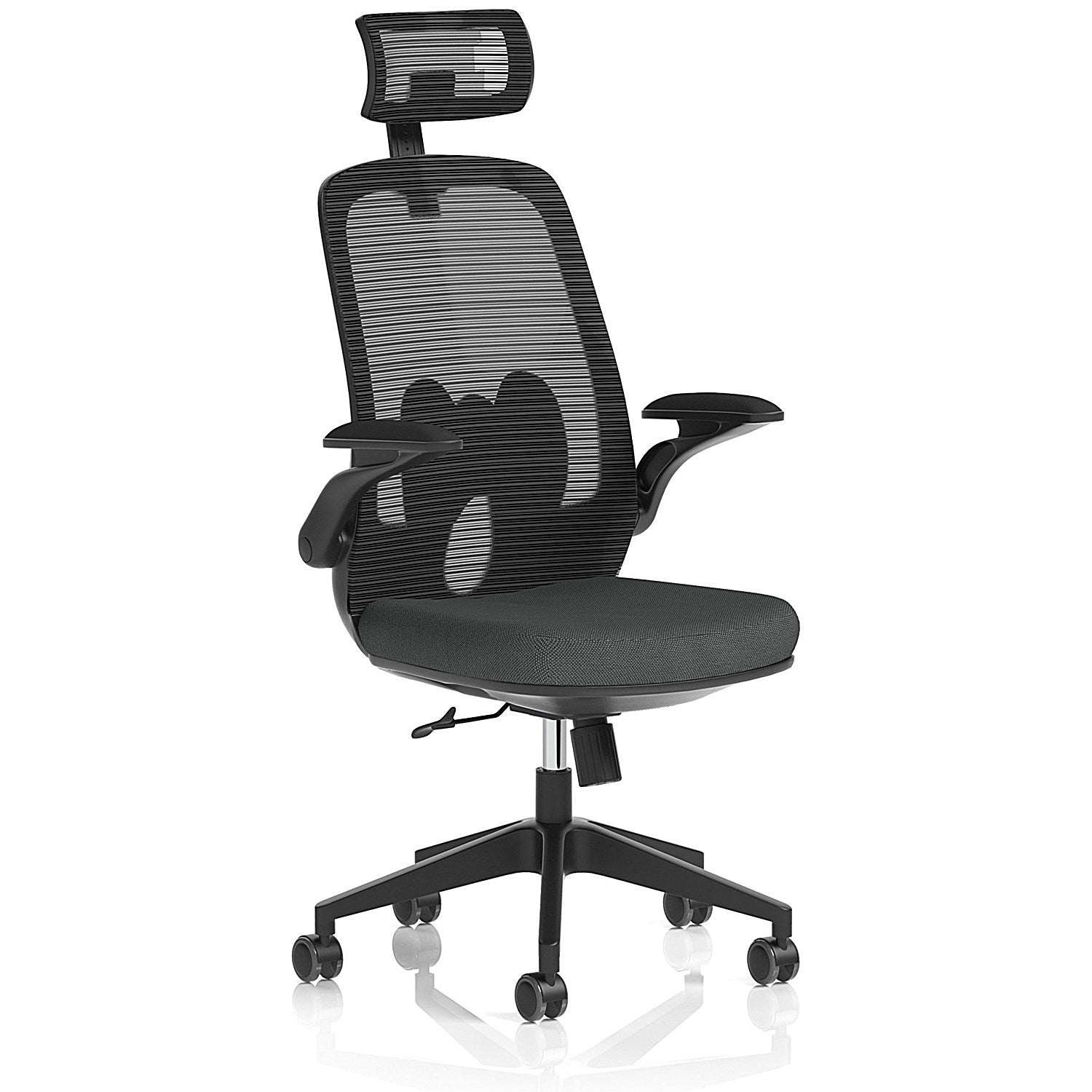 Sigma Executive Mesh Back Chair With Headrest, Folding Arms, Quest Mussel Easy2Order : KCUP4236