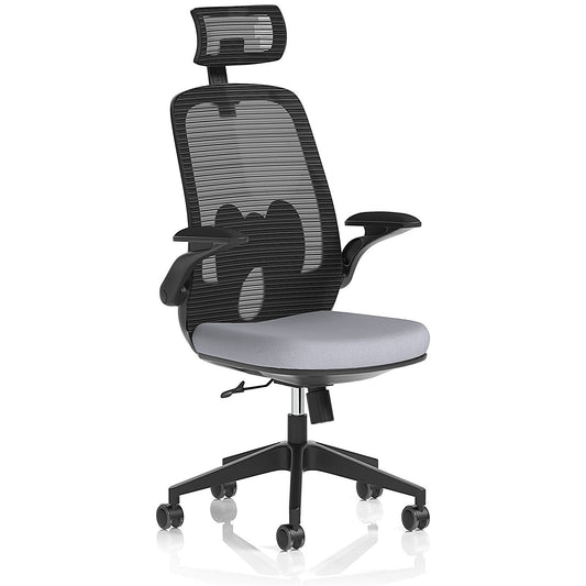 Sigma Executive Mesh Back Chair With Headrest, Folding Arms, Quest Shell Easy2Order : KCUP4238