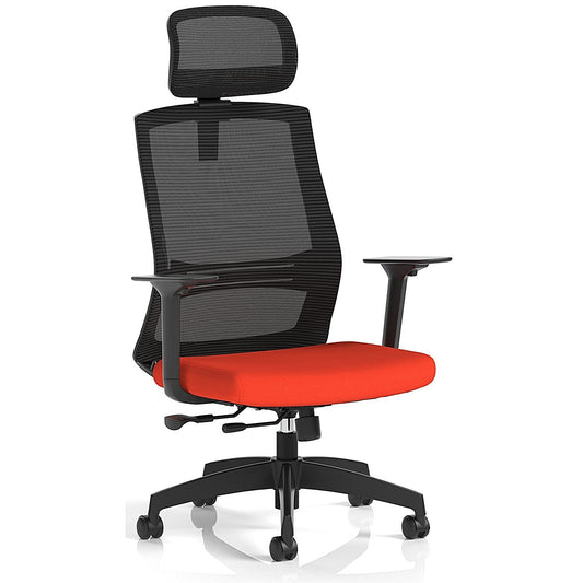 Ventra Mesh Back Task Operator Chair With Headrest, Height Adjustable Arms, Tabasco Orange Easy2Order : KCUP4435