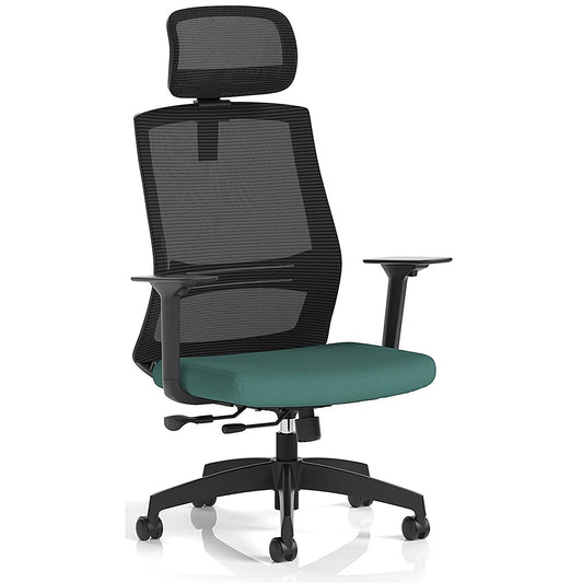 Ventra Mesh Back Task Operator Chair With Headrest, Height Adjustable Arms, Quest Kelp Easy2Order : KCUP4442