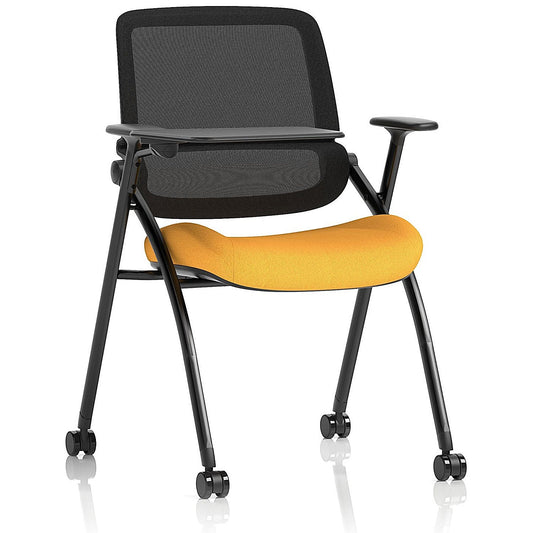 Capra Mesh Back Folding Training Chair With Writing Table, Senna Yellow Easy2Order : KCUP4473