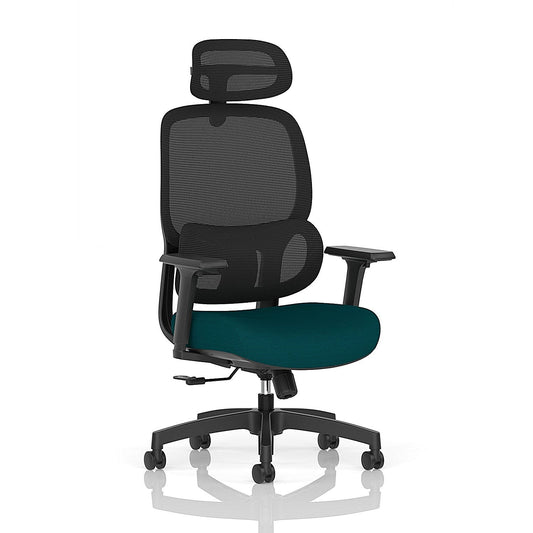 Rowan Mesh Back Chair With Headrest, Height Adjustable Arms, Maringa Teal Easy2Order : KCUP4563