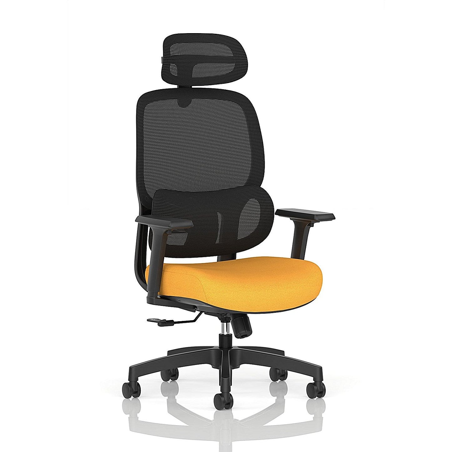 Rowan Mesh Back Chair With Headrest, Height Adjustable Arms, Senna Yellow Easy2Order : KCUP4565