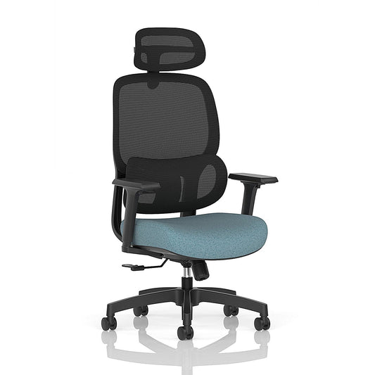Rowan Mesh Back Chair With Headrest, Height Adjustable Arms, Rivet Quench Easy2Order : KCUP4571
