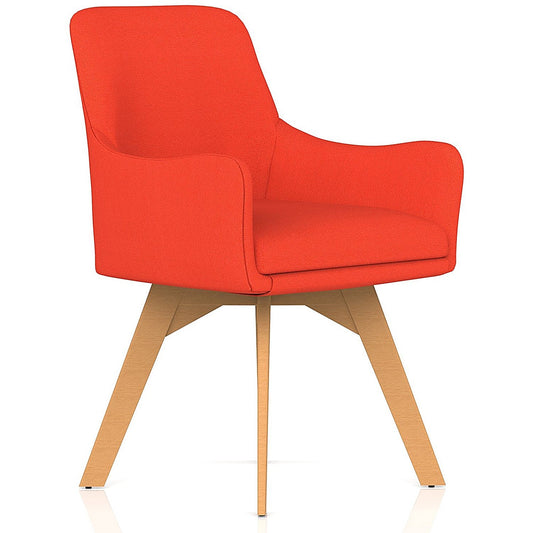 Carmen Wooden Leg Visitor Chair Bespoke Tabasco Orange Fabric Easy2Order : KCUP4587