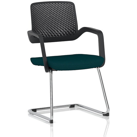 Cosmo Cantilever Chair Black Frame Bespoke Colour Seat Maringa Teal Easy2Order : KCUP4607