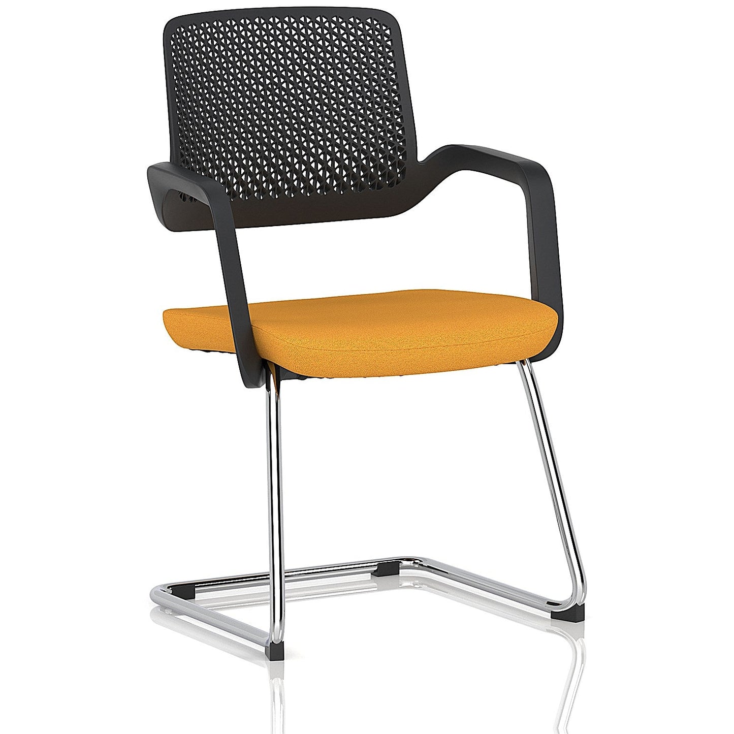 Cosmo Cantilever Chair Black Frame Bespoke Colour Seat Senna Yellow Easy2Order : KCUP4609