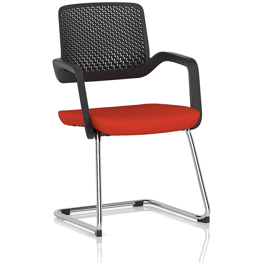 Cosmo Cantilever Chair Black Frame Bespoke Colour Seat Tabasco Orange Easy2Order : KCUP4611