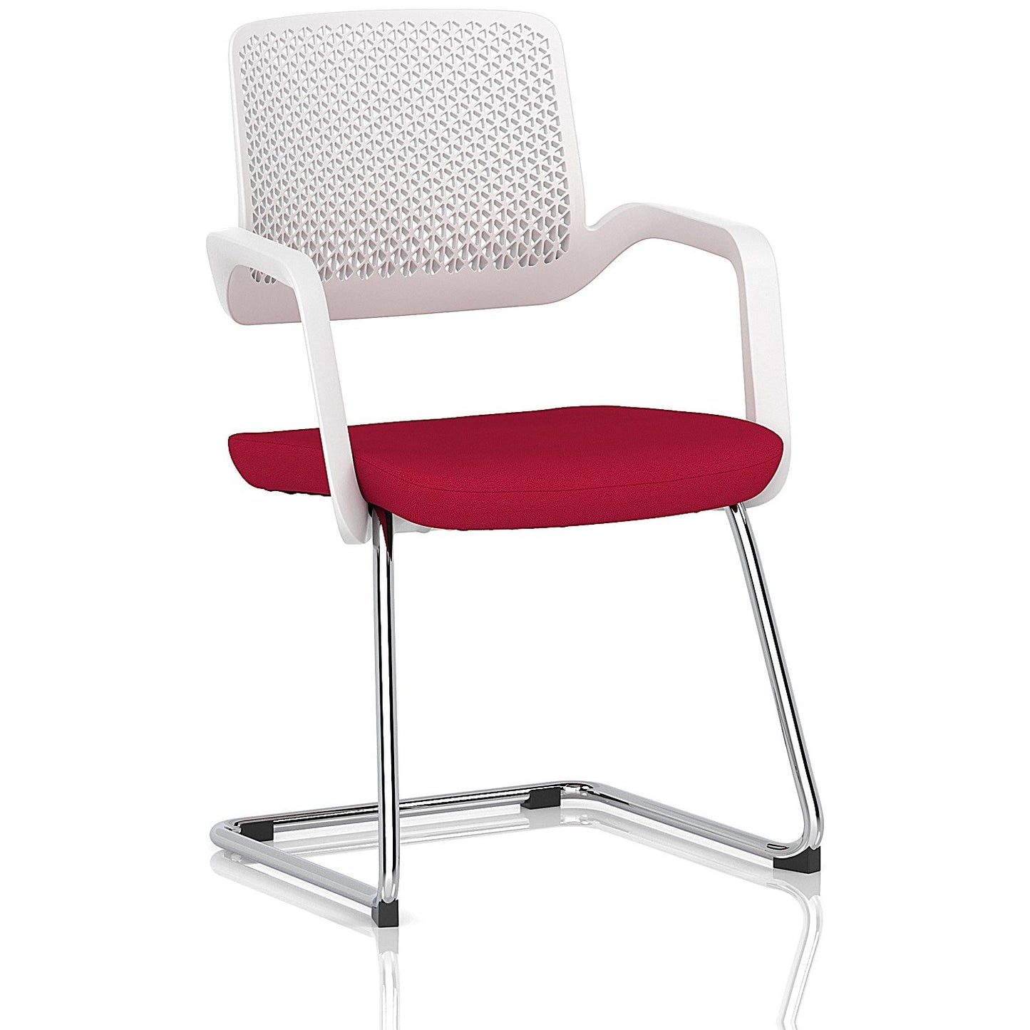 Cosmo Cantilever Chair White Frame Bespoke Colour Seat Bergamot Cherry Easy2Order : KCUP4625