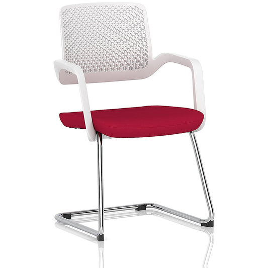 Cosmo Cantilever Chair White Frame Bespoke Colour Seat Bergamot Cherry Easy2Order : KCUP4625