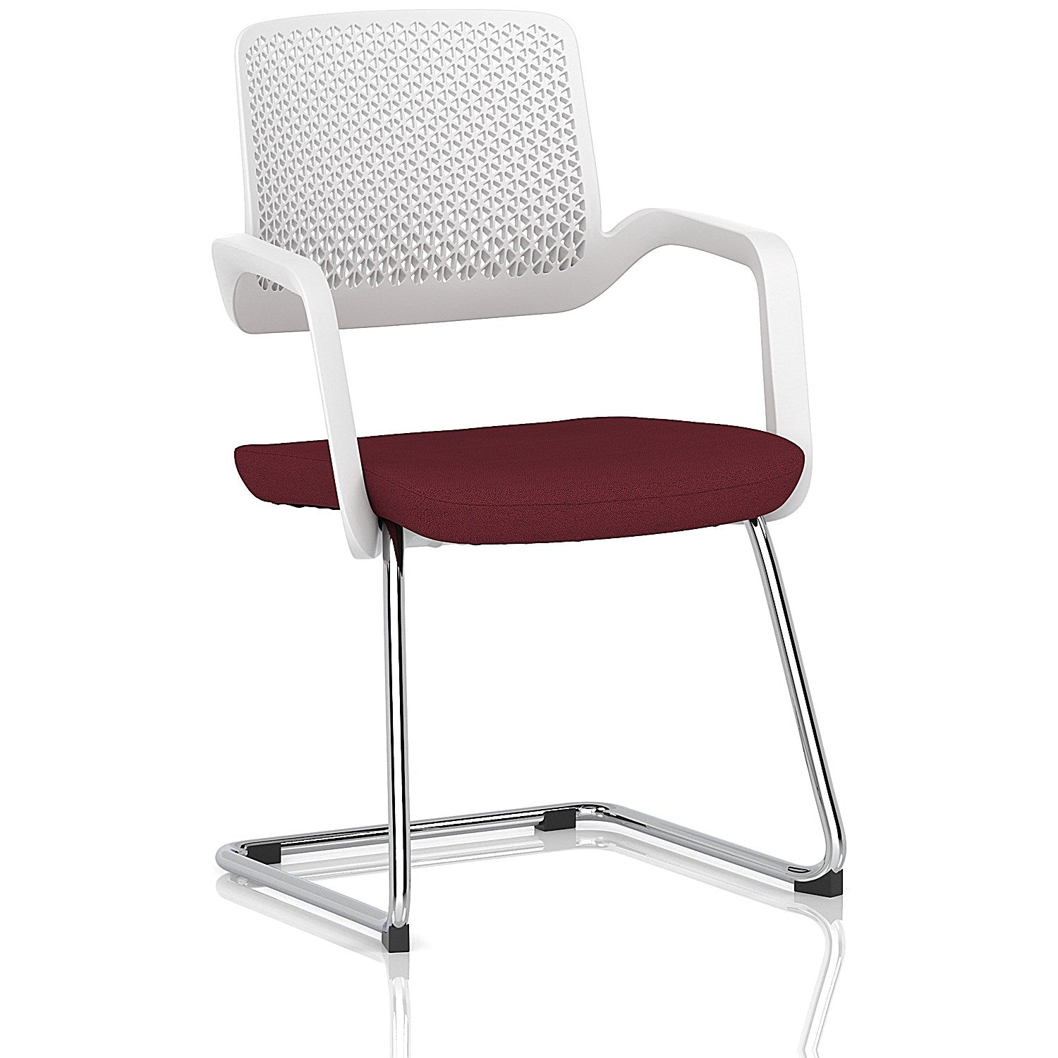 Cosmo Cantilever Chair White Frame Bespoke Colour Seat Ginseng Chilli Easy2Order : KCUP4626