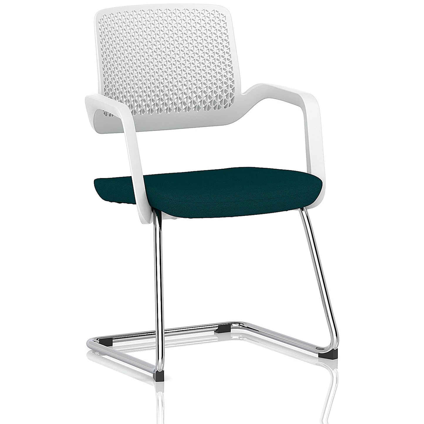 Cosmo Cantilever Chair White Frame Bespoke Colour Seat Maringa Teal Easy2Order : KCUP4627