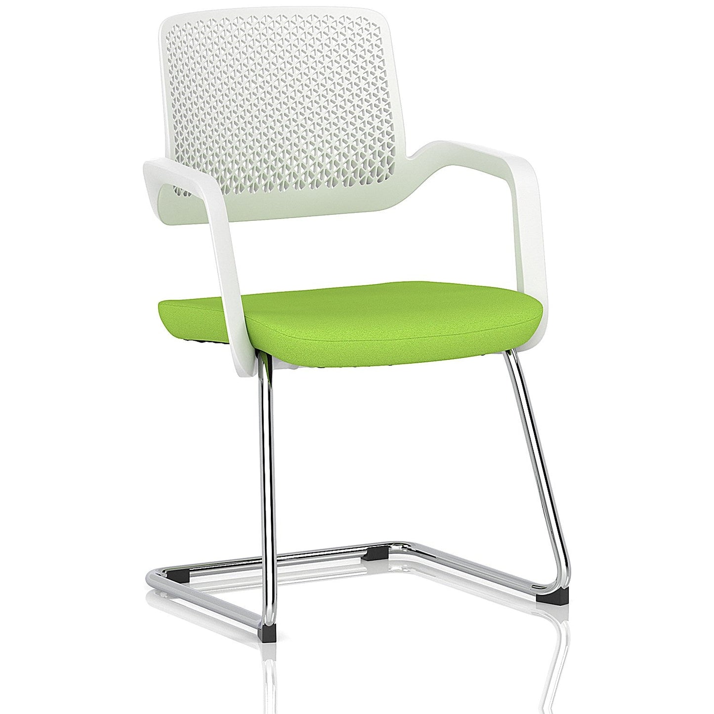 Cosmo Cantilever Chair White Frame Bespoke Colour Seat Myrrh Green Easy2Order : KCUP4628